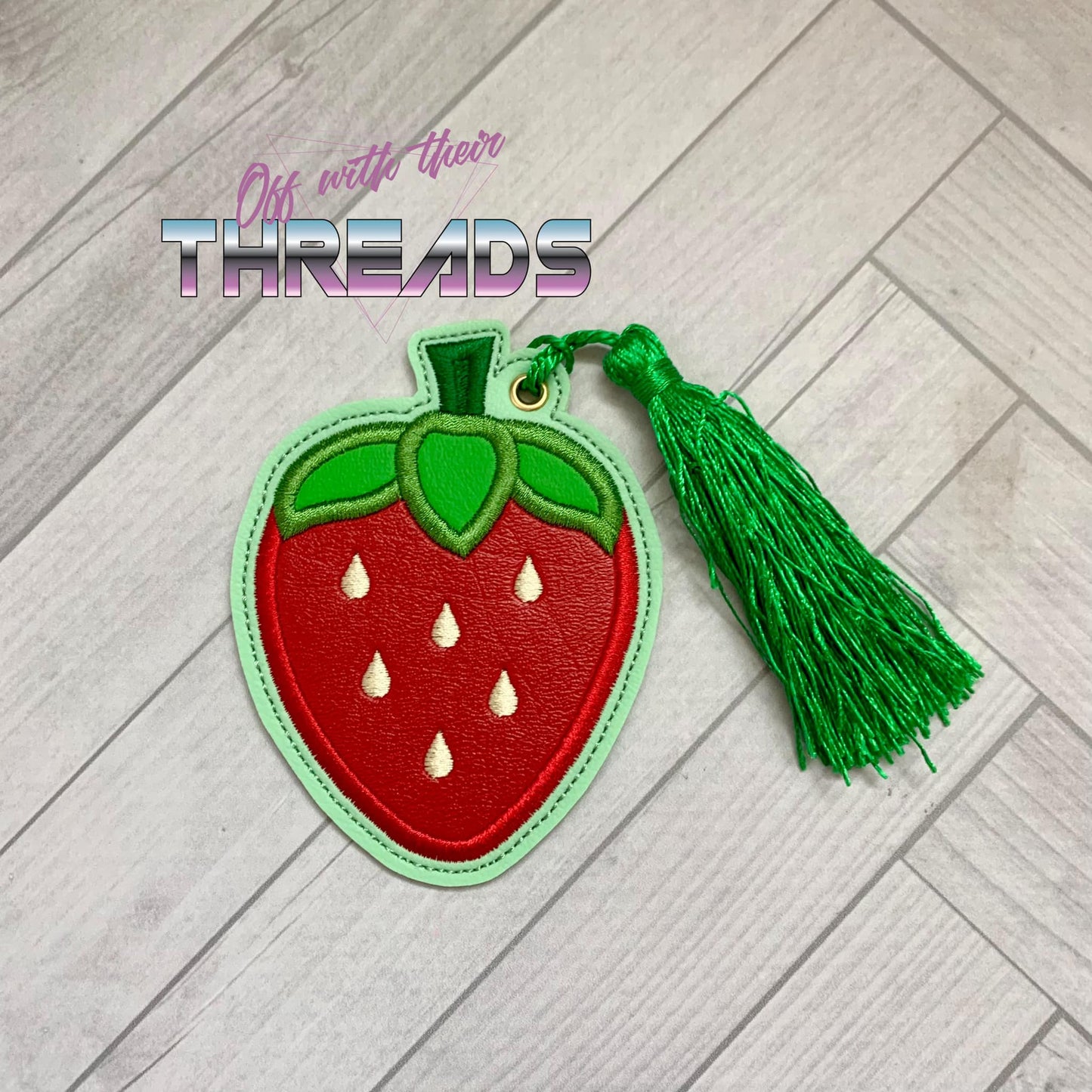 DIGITAL DOWNLOAD Applique Strawberry Bookmark Ornament Gift Tag