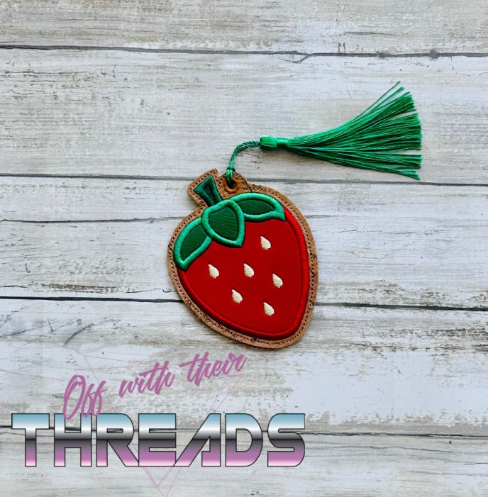 DIGITAL DOWNLOAD Applique Strawberry Bookmark Ornament Gift Tag