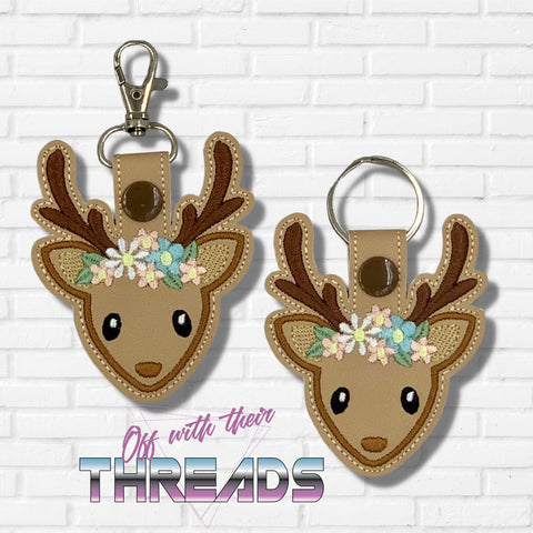 DIGITAL DOWNLOAD Floral Buck Deer Snap Tab Key Chain
