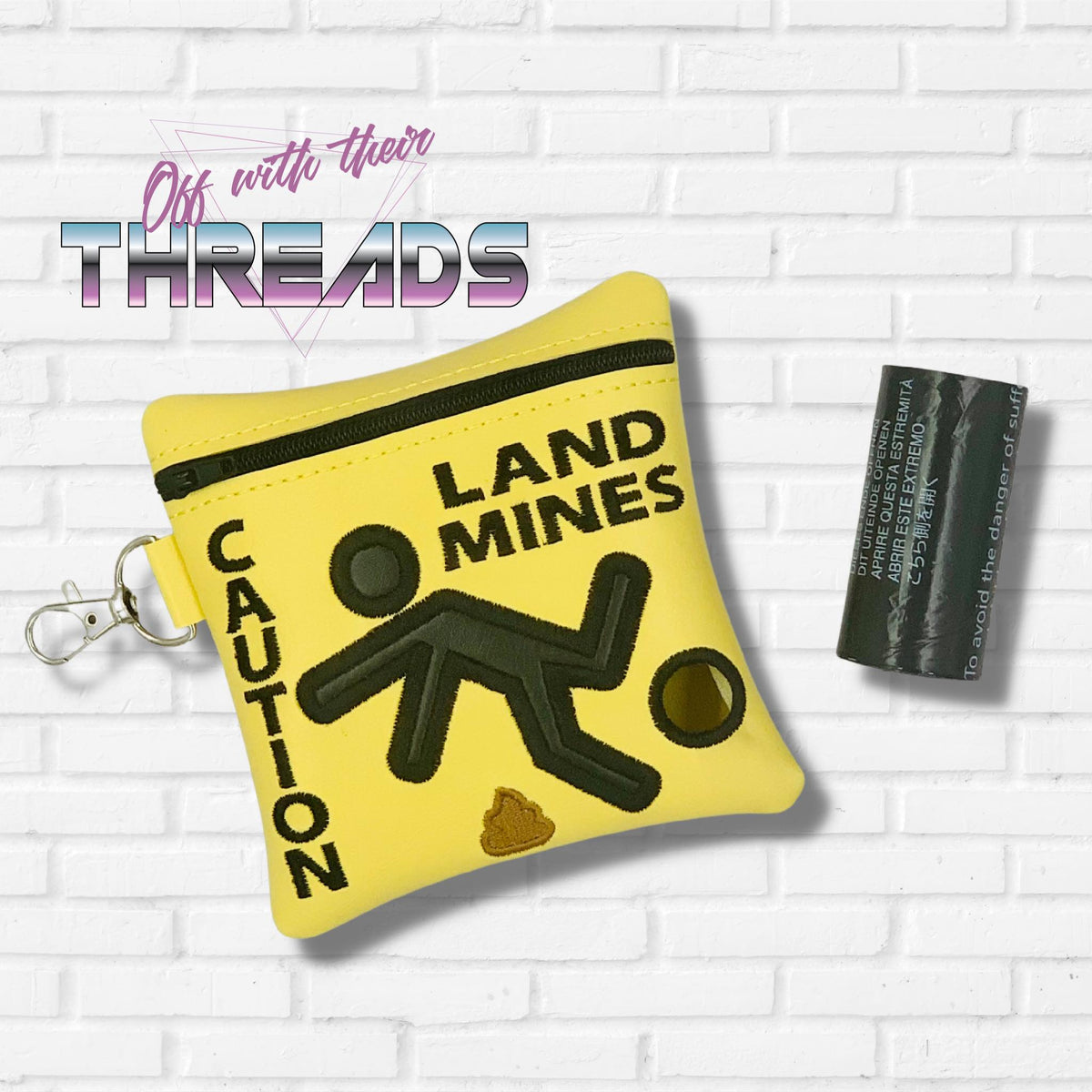 DIGITAL DOWNLOAD 5x5 Applique Caution Land Mines Poo Bag Zippered Bag digital-download-5x5-applique-caution-land-mines-poo-bag-zippered-bag