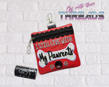 DIGITAL DOWNLOAD 5x5 Applique Still Live With My Parents Poo Bag Zippered Bag and 4x4 Stand Alone