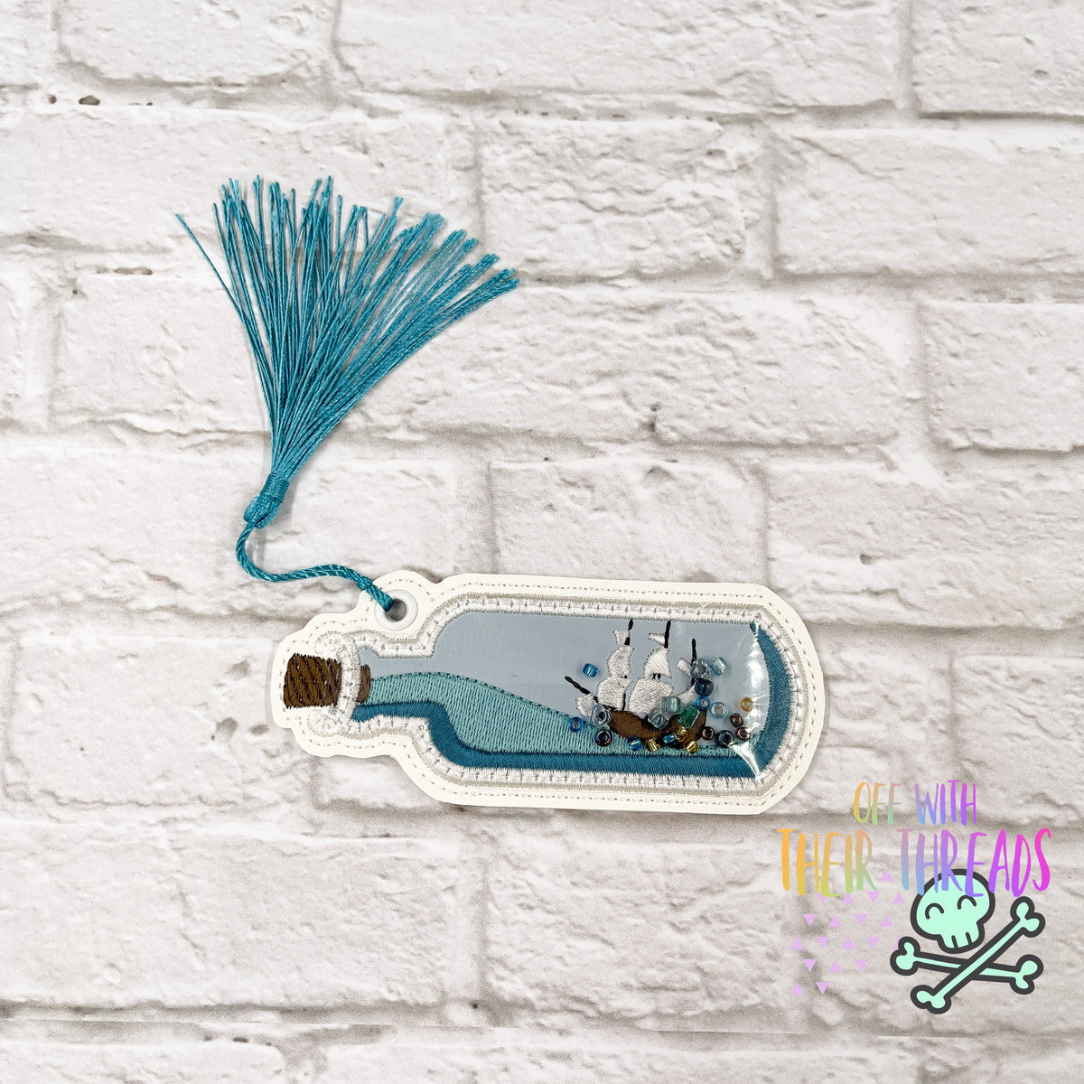 DIGITAL DOWNLOAD 3D Shaker Applique Ship In A Bottle Bookmark Bag Tag
