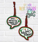 DIGITAL DOWNLOAD Todd and Margo Applique Ornament Set Lampoon