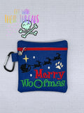 DIGITAL DOWNLOAD 5x5 Merry Woofmas Poo Bag ITH Zipper Bag