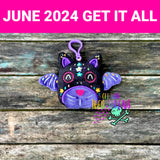 DIGITAL DOWNLOAD Applique Sugar Skull Bat Squishy Key Chain Set