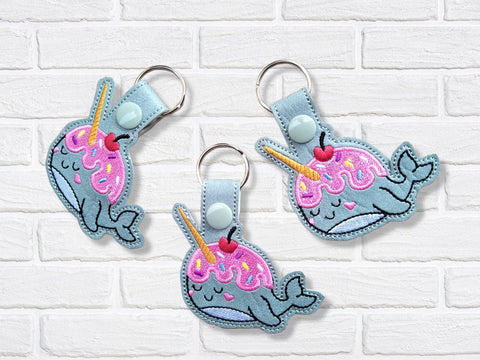 DIGITAL DOWNLOAD Ice Cream Narwhal Snap Tab Key Chain