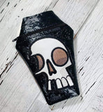 DIGITAL DOWNLOAD Applique Skull Coffin Zipper Bag