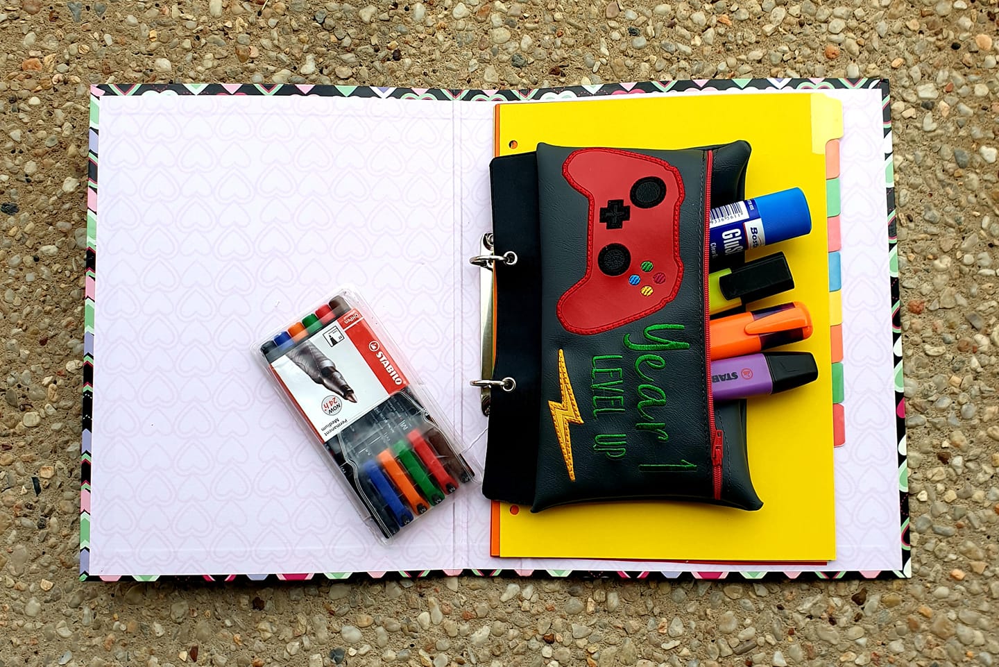 DIGITAL DOWNLOAD ITH Pencil Pouch Year One Level Up Applique Binder Bag 4 Sizes Included