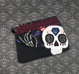 DIGITAL DOWNLOAD Applique Sugar Skull Clutch Zippered Bag