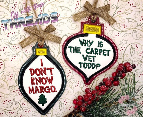 DIGITAL DOWNLOAD Todd and Margo Applique Ornament Set Lampoon