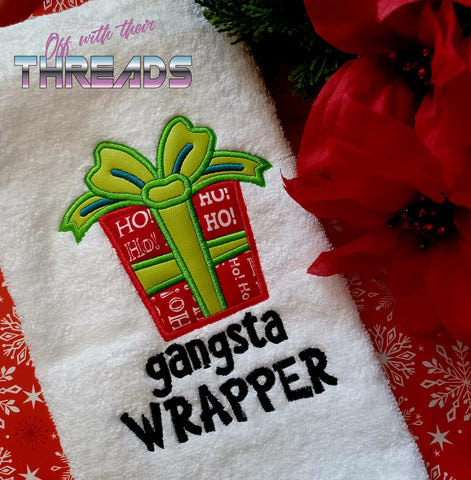DIGITAL DOWNLOAD Applique Gangsta Wrapper Embroidery Design 4 SIZES
