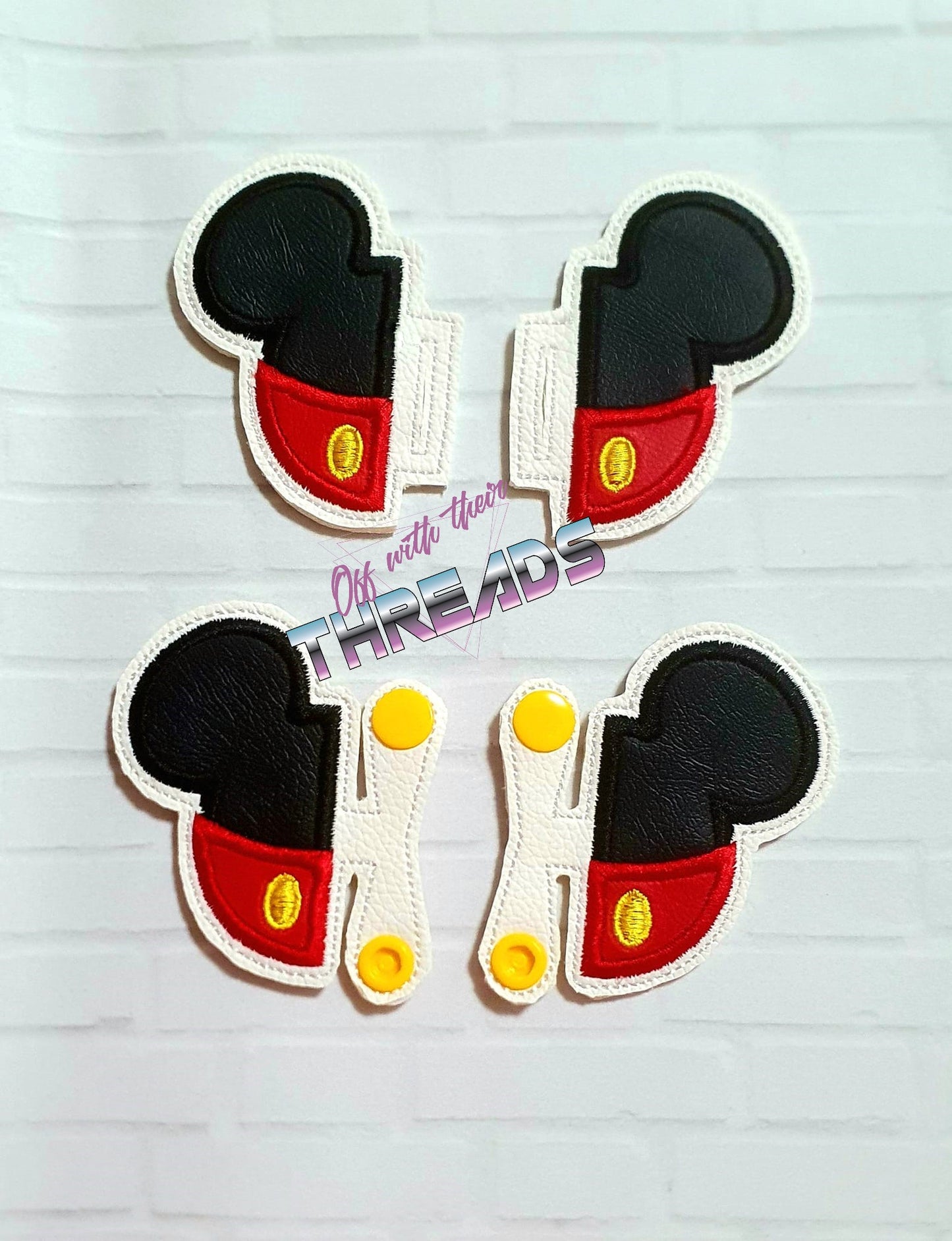DIGITAL DOWNLOAD Applique Mouse Ears Velcro Shoe Boot SNAP AND SLIDER OPTIONS INCLUDED