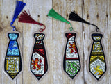 DIGITAL DOWNLOAD  4x4 AND 5x7 Applique Tie Bookmark BONUS blank (no stripes) included