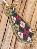 DIGITAL DOWNLOAD  4x4 AND 5x7 Applique Tie Bookmark BONUS blank (no stripes) included