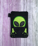 DIGITAL DOWNLOAD ITH Applique Alien Peeker Zipper Bag With Front Pocket