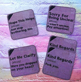DIGITAL DOWNLOAD 4x4 The Polite Coaster Set of 5