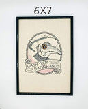 DIGITAL DOWNLOAD Plague Doctor Your Hands Sketchy Design 5 Sizes 2 Options