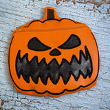 DIGITAL DOWNLOAD Applique Jack O Lantern Zippered Bag