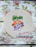 DIGITAL DOWNLOAD Surf Skeleton Embroidery Design 4 SIZES INCLUDED