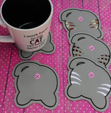 DIGITAL DOWNLOAD 4x4 Cat Booty Coaster Set 4 Versions