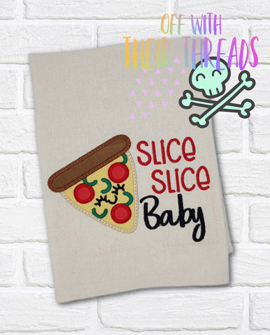 DIGITAL DOWNLOAD Applique Pizza Slice Slice Baby Embroidery Design 4 SIZES INCLUDED