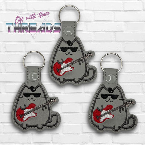 DIGITAL DOWNLOAD Rock and Roll Kitty Snap Tab Key Chain