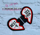 DIGITAL DOWNLOAD Applique Best Friends Heart Wings SATIN AND BEAN STITCH EYELET OPTIONS INCLUDED