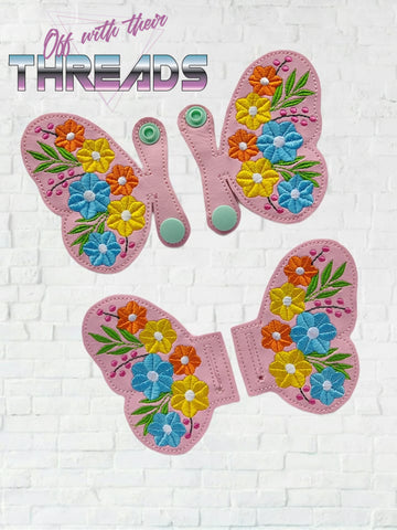 DIGITAL DOWNLOAD Floral Butterfly Wings Velcro Shoe Boot SNAP AND SLIDER OPTIONS INCLUDED