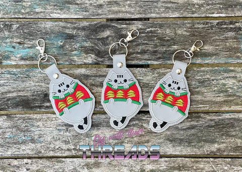 DIGITAL DOWNLOAD Ugly Sweater Kitty Snap Tab Key Chain