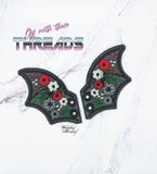 DIGITAL DOWNLOAD Floral Goth Bat Wings SATIN AND BEAN STITCH EYELET OPTIONS INCLUDED