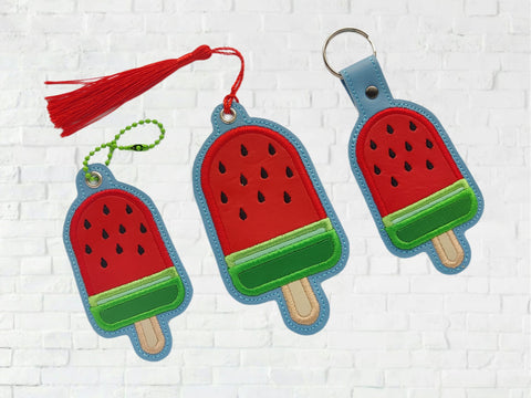 DIGITAL DOWNLOAD Applique Watermelon Popsicle Set Snap Tab Eyelet and Bookmark Set Gift Tag Key Chain Ornament Bag Tag