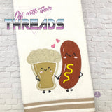 DIGITAL DOWNLOAD Beer and Bratwurst Hot Dog Besties 4 SIZES INCLUDED