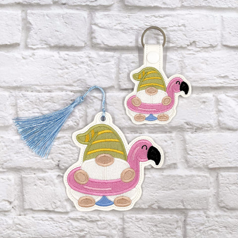 DIGITAL DOWNLOAD Summer Floatie Gnome Snap Tab and Bookmark Set Gift Tag Key Chain Ornament Bag Tag