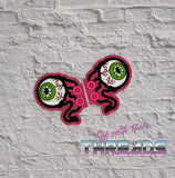 DIGITAL DOWNLOAD Applique Eyeball Horror Eye Shoe Wings SATIN AND BEAN STITCH EYELET OPTIONS INCLUDED