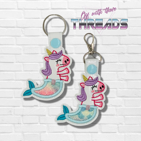 DIGITAL DOWNLOAD Applique Unicorn Mermaid Snap Tab Key Chain