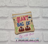 DIGITAL DOWNLOAD 5x5 Giant Bag Of Poop Poo Bag Zippered Bag and 4x4 Stand Alone