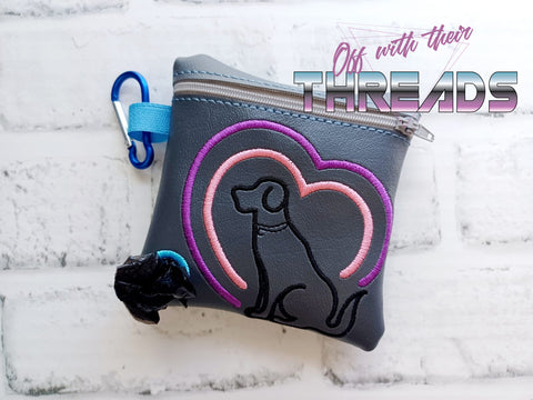 DIGITAL DOWNLOAD 5x5 Dog With Heart Poo Bag Zippered Bag and 4x4 Stand Alone
