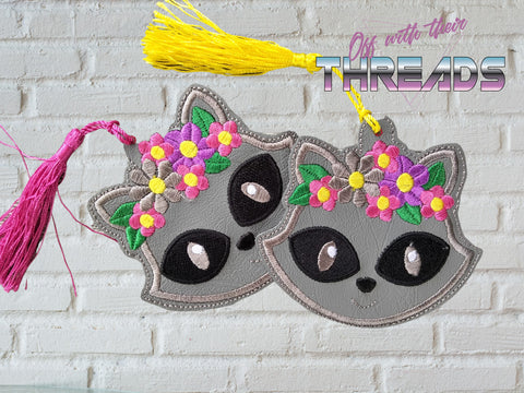 DIGITAL DOWNLOAD Floral Raccoon Bookmark Ornament Gift Tag