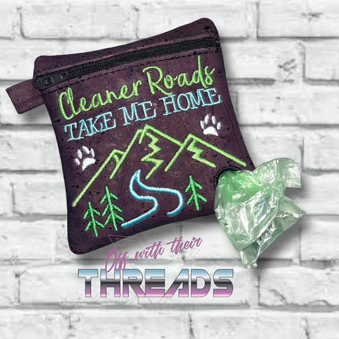 DIGITAL DOWNLOAD 5x5 Cleaner Roads Poo Bag Zippered Bag and 4x4 Stand Alone