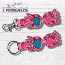 DIGITAL DOWNLOAD Pink Glasses Snap Tab Key Chain