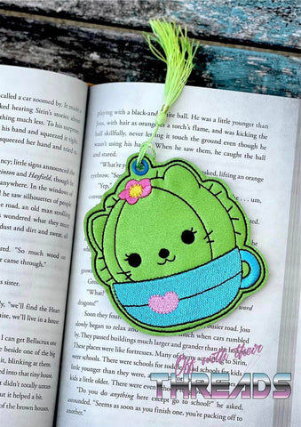 DIGITAL DOWNLOAD Girl Kitty Cactus Bag Tag Bookmark Ornament