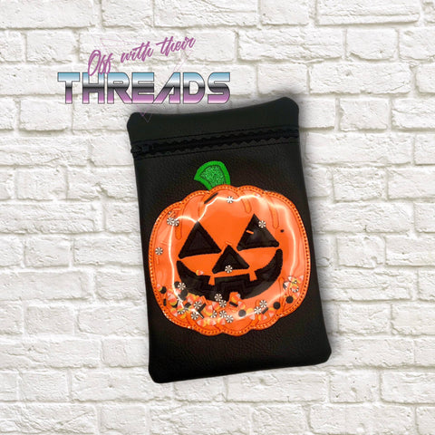 DIGITAL DOWNLOAD Applique Shaker Jack O Lantern Pumpkin ITH Zippered Bag Lined and Unlined
