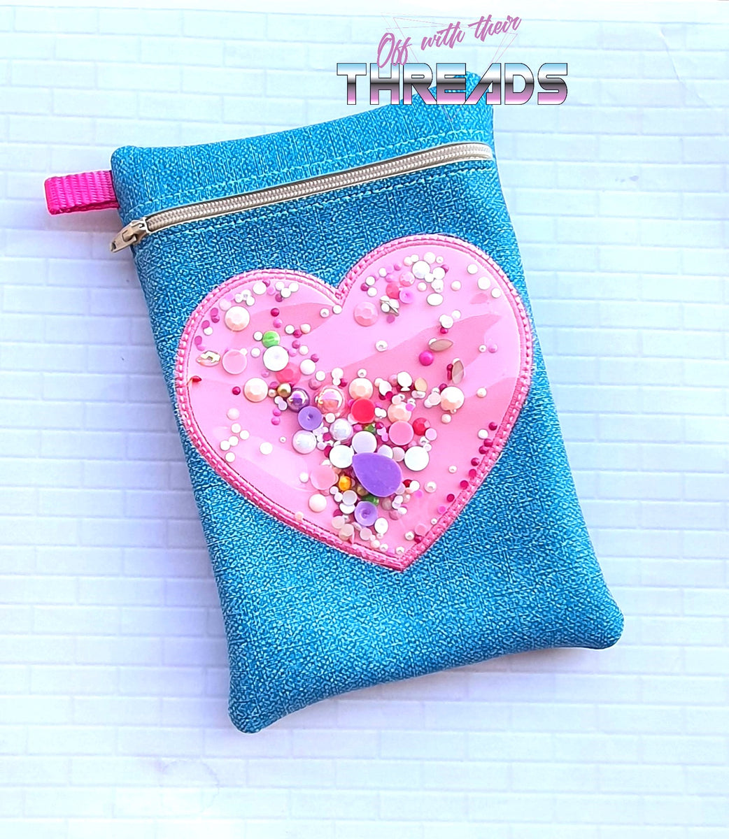 DIGITAL DOWNLOAD Applique Shaker Heart ITH Zippered Bag Lined and Unli ...