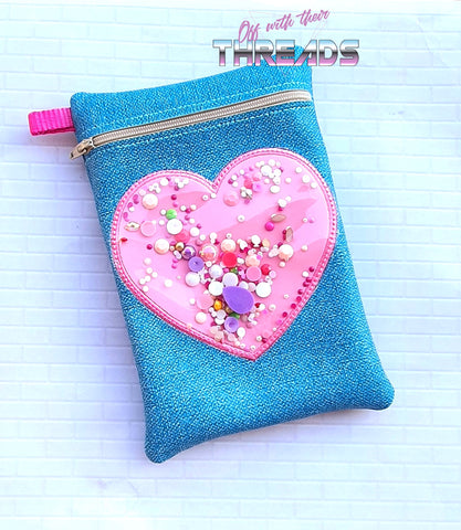 DIGITAL DOWNLOAD Applique Shaker Heart ITH Zippered Bag Lined and Unlined