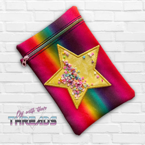 DIGITAL DOWNLOAD Applique Shaker Star ITH Zippered Bag Lined and Unlined