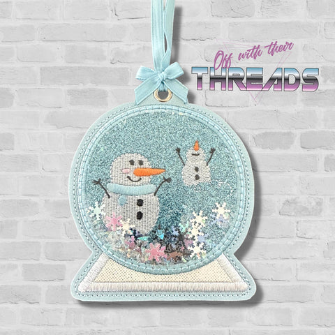 DIGITAL DOWNLOAD Applique 3D Shaker Snowmen Snow Globe Ornament Bag Tag Bookmark