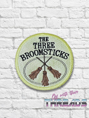 DIGITAL DOWNLOAD Three Broomsticks Patch 3 SIZES INCLUDED