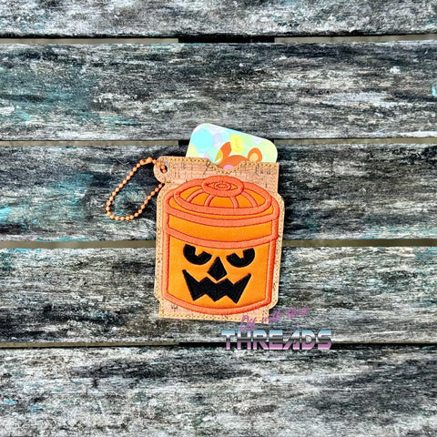 DIGITAL DOWNLOAD Applique Pumpkin Bucket Gift Card Holder