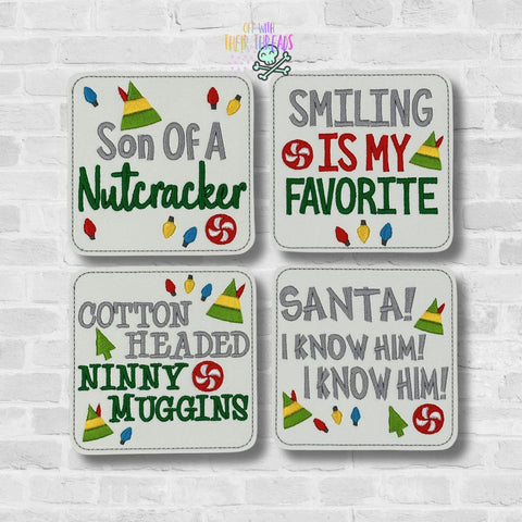 DIGITAL DOWNLOAD Elf Holiday Coaster Set 4 DESIGNS INCLUDED