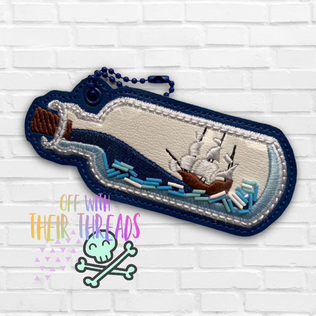 DIGITAL DOWNLOAD 3D Shaker Applique Ship In A Bottle Bookmark Bag Tag
